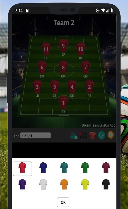 Lineup zone – Soccer Lineup